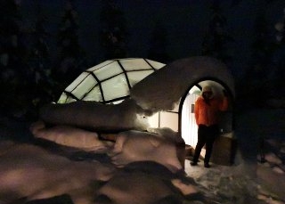 Staying in a glass igloo, Finland