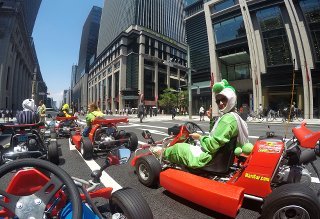 Go-karting with traffic in Tokyo Japan