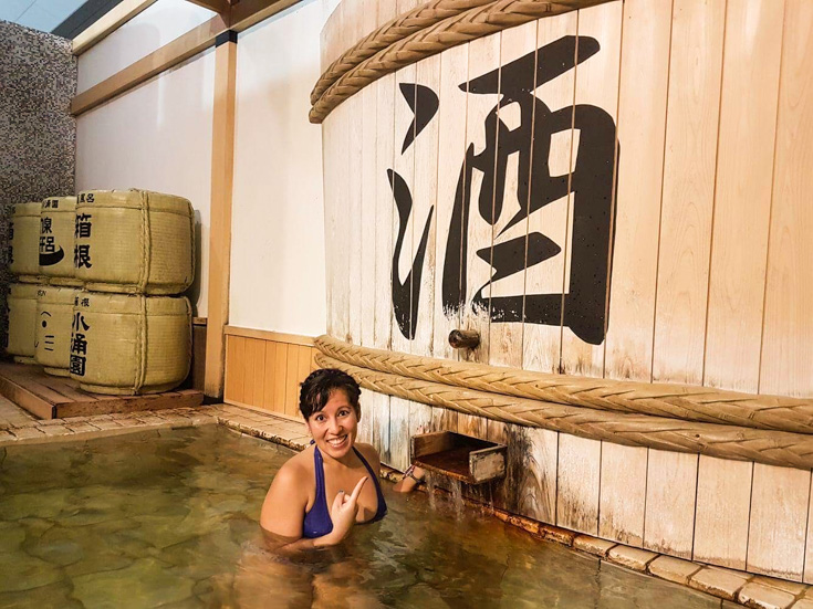 The Sake pool at Hakone Kawakien Yunessun